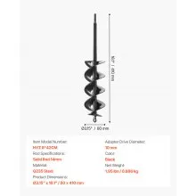 VEVOR Punta da Trapano a Spirale Ø80 x 410 mm per Perforazione da Giardino