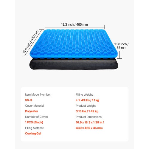 Cuscino per Sedia in Gel Rinfrescante Morbido Traspirante, Cuscino Portatile con Fodera Rimovibile per Alleviare Pressione da Sedia a Rotelle, per Viaggio, Ufficio, Auto | IT Cuscino per Sedia in Gel Rinfrescante Morbido Traspirante, Cuscino Portatile con Fodera Rimovibile per Alleviare Pressione da Sedia a Rotelle, per Viaggio, Ufficio, Auto | IT