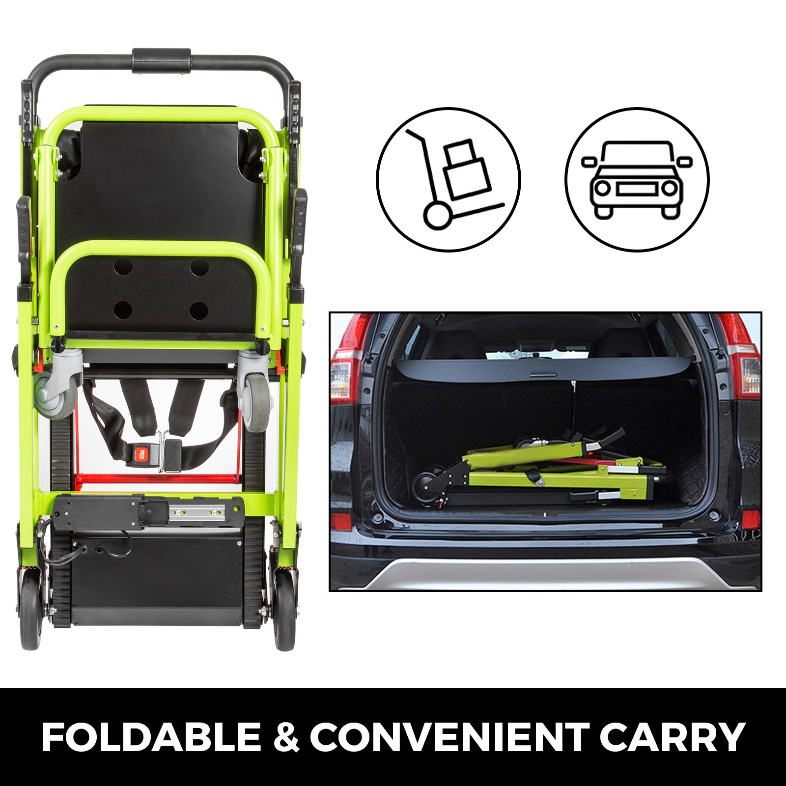 VEVOR Arrampicata su Sedia a Rotelle Monte Escalier Alluminio Ambulanza Trasporto Medico Ascensore Scala medica Sedia Ambulanza Alumminum Seggiovia medica, Verde