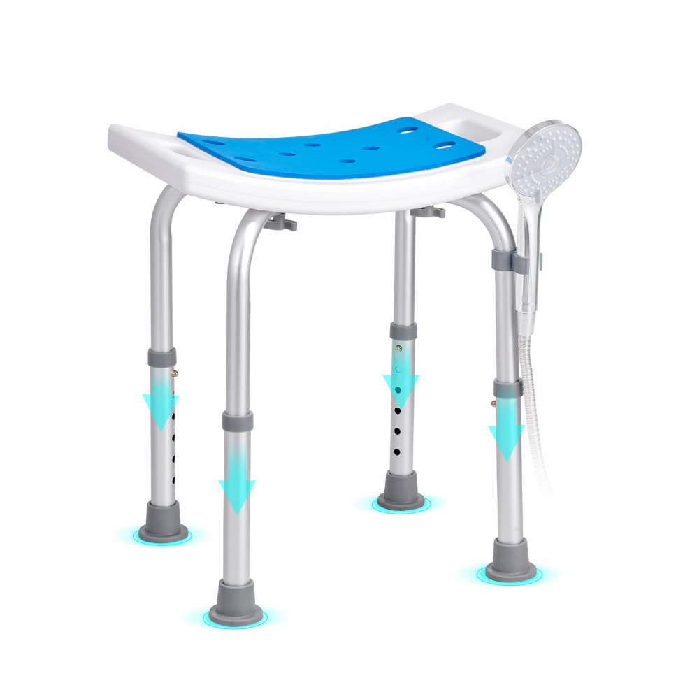 VEVOR Sedile per Doccia Antiscivolo Altezza Regolabile 360-490mm, Sgabello per Doccia Carico max. 158,8kg, Sedia per Doccia in Alluminio PE, Sgabello da Bagno Doccia Antiscivolo Portata 158,8kg Bianco