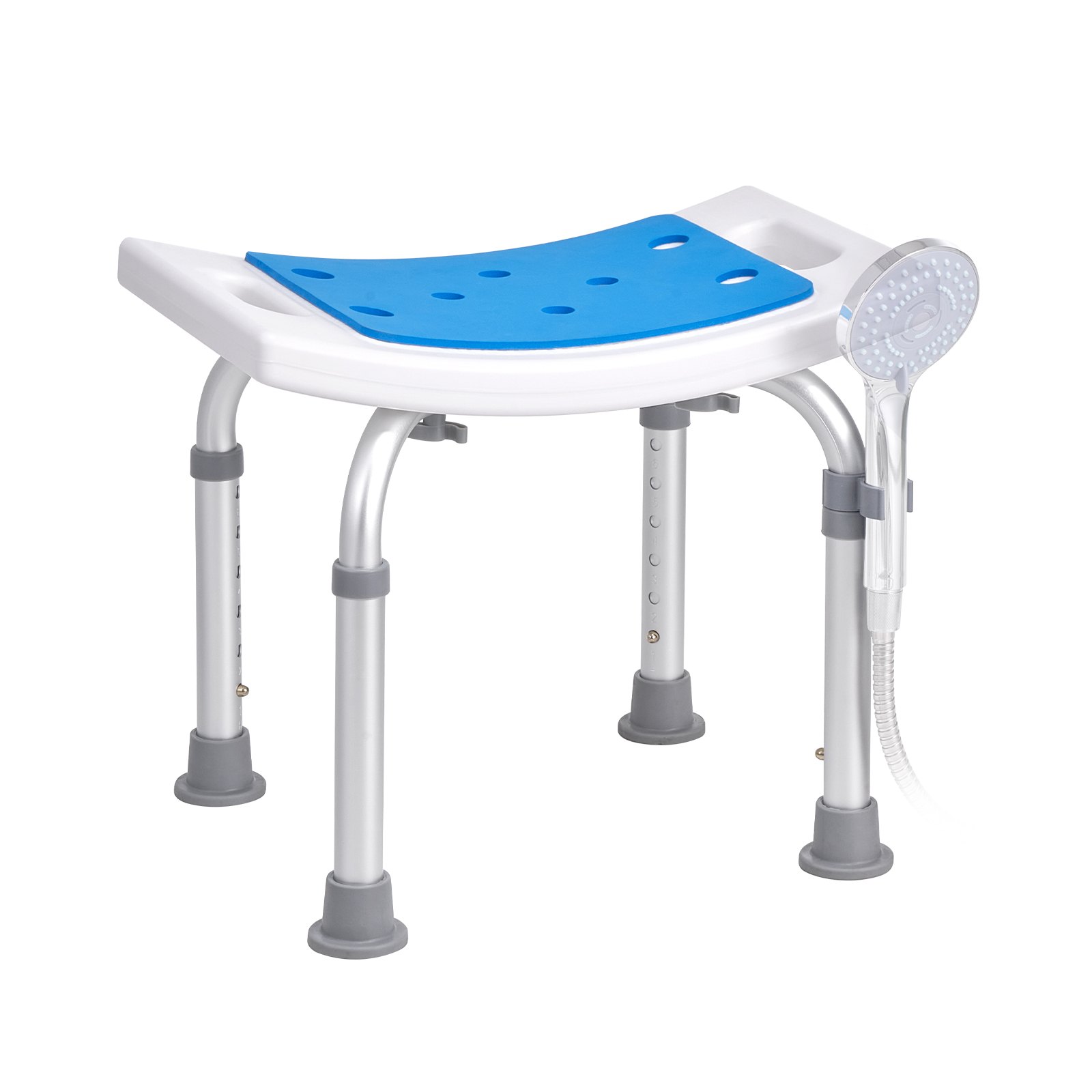 VEVOR Sedile per Doccia Antiscivolo Altezza Regolabile 360-490mm, Sgabello per Doccia Carico max. 158,8kg, Sedia per Doccia in Alluminio PE, Sgabello da Bagno Doccia Antiscivolo Portata 158,8kg Bianco