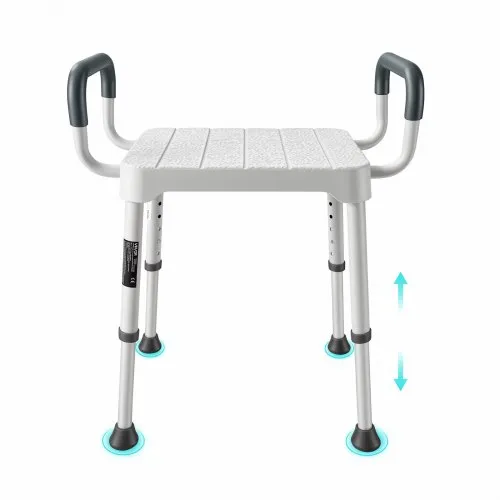 VEVOR Sgabello da Doccia Sedile da Bagno Altezza Regolabile Carico 181,4kg, Sedia da Bagno Altezza Regolabile a 6 Livelli, Vasca da Bagno, Doccia, Piedini Antiscivolo, Ausilio per Mobilità Ridotta