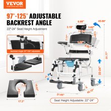 VEVOR Sedia a Rotelle per Disabili Doccia a Rotelle Sedia Alluminio da 440 mm