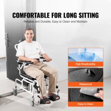 VEVOR Sedia a Rotelle per Doccia, Bagno per Adulti Disabili, Sedia in Alluminio per Doccia Rotolante Regolabile con Freno Sedia da Trasporto per Comoda da Doccia Capacità 136 kg Larghezza 440 mm