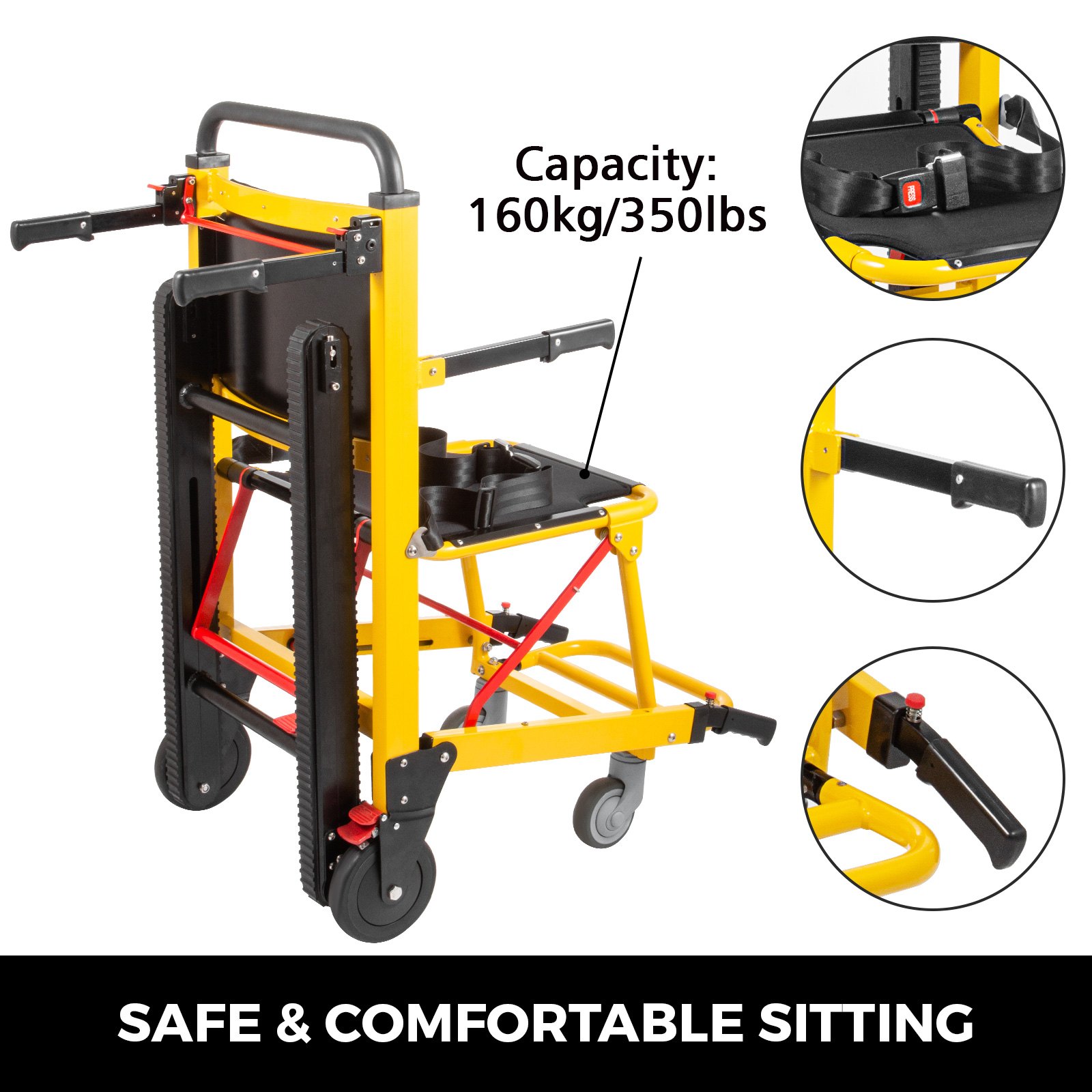 VEVOR Sedia a Rotelle Manuale Montascale Sedia a Rotelle 49x74x105 cm Sedia per Ascensori 26 kg per Scale Rampicanti Ascensori per Scale per Scale Strette Sedia per Scale