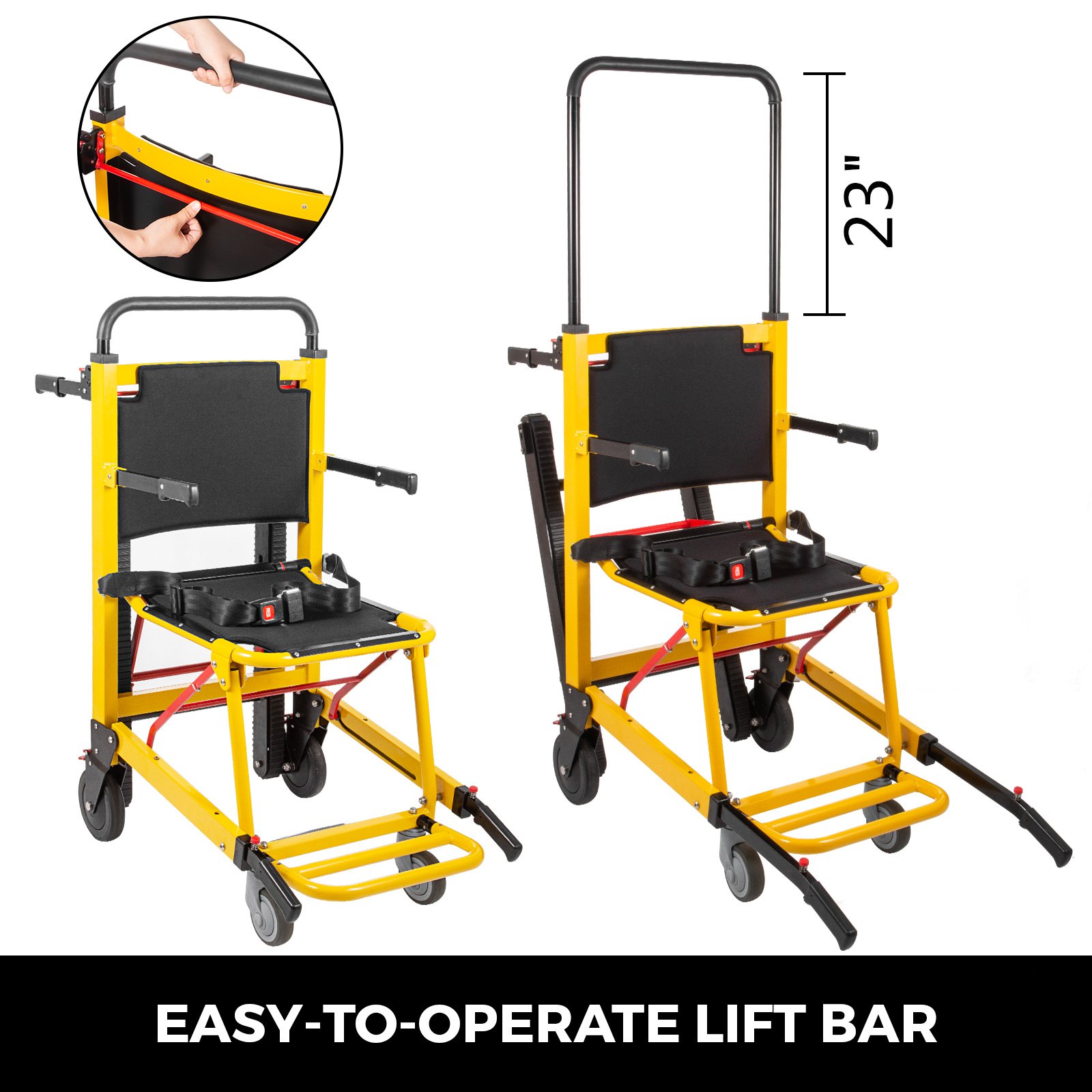 VEVOR Sedia a Rotelle Manuale Montascale Sedia a Rotelle 49x74x105 cm Sedia per Ascensori 26 kg per Scale Rampicanti Ascensori per Scale per Scale Strette Sedia per Scale