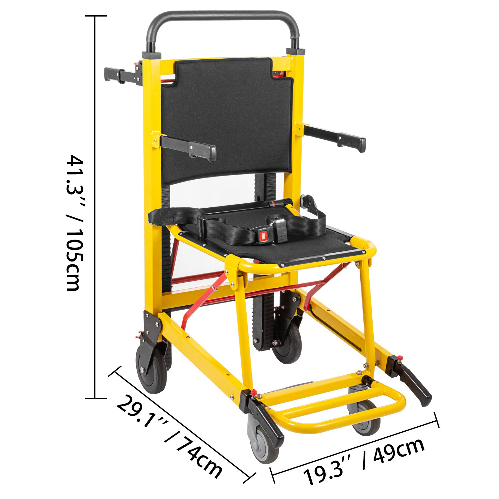 VEVOR Sedia a Rotelle Manuale Montascale Sedia a Rotelle 49x74x105 cm Sedia per Ascensori 26 kg per Scale Rampicanti Ascensori per Scale per Scale Strette Sedia per Scale