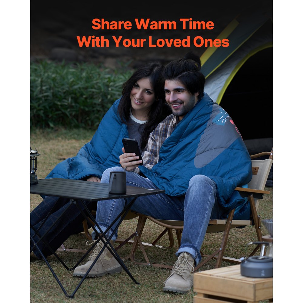 VEVOR Coperta da Campeggio, Coperta Calda da Stadio, Indossabile Impermeabile e Antivento Fibra Poliestere, Ignifuga, Ideale per Esterni, Picnic, Escursioni, Eventi Sportivi, 1,9 m x 1,32 m, Stampata