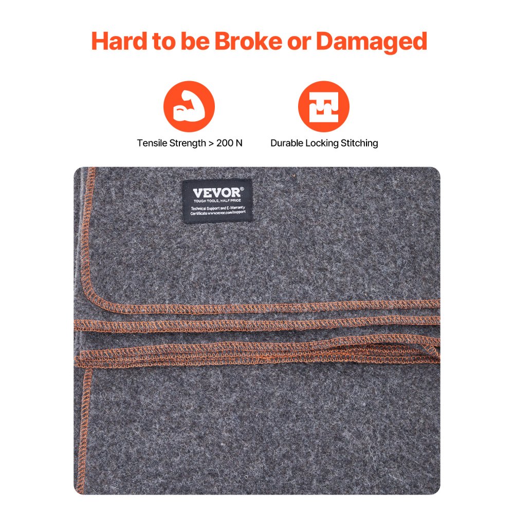 VEVOR Camping Blanket 1.62x2.23m, Wool Blanket, Large Warm Stadium Blanket, Waterproof and Windproof, Flame Retardant, Ideal for Outdoors, Picnics, Hiking, Sporting Events, Travel, (80% Wool), Light Grey