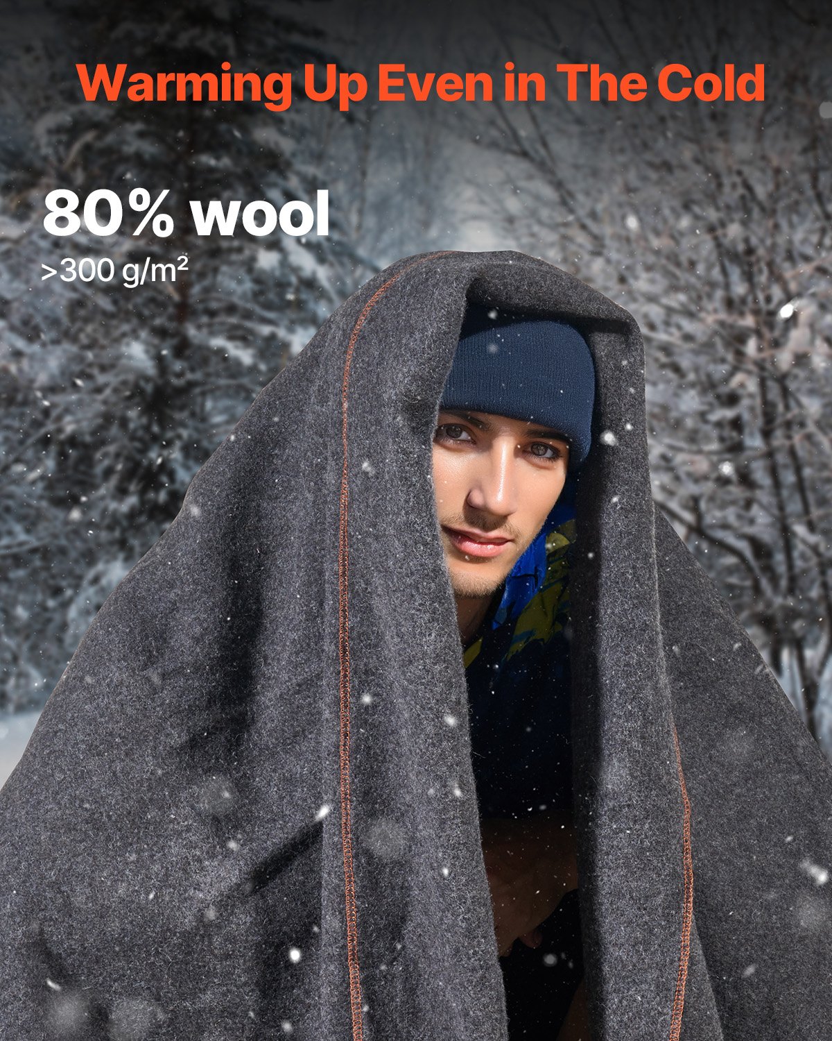 VEVOR Coperta da Campeggio in Lana, Coperta Calda da Stadio, Impermeabile e Antivento, Ignifuga, Ideale per Esterni, Picnic, Escursioni, Eventi Sportivi, Viaggi, 1,62 m x 2,23 m, Grigio Chiaro