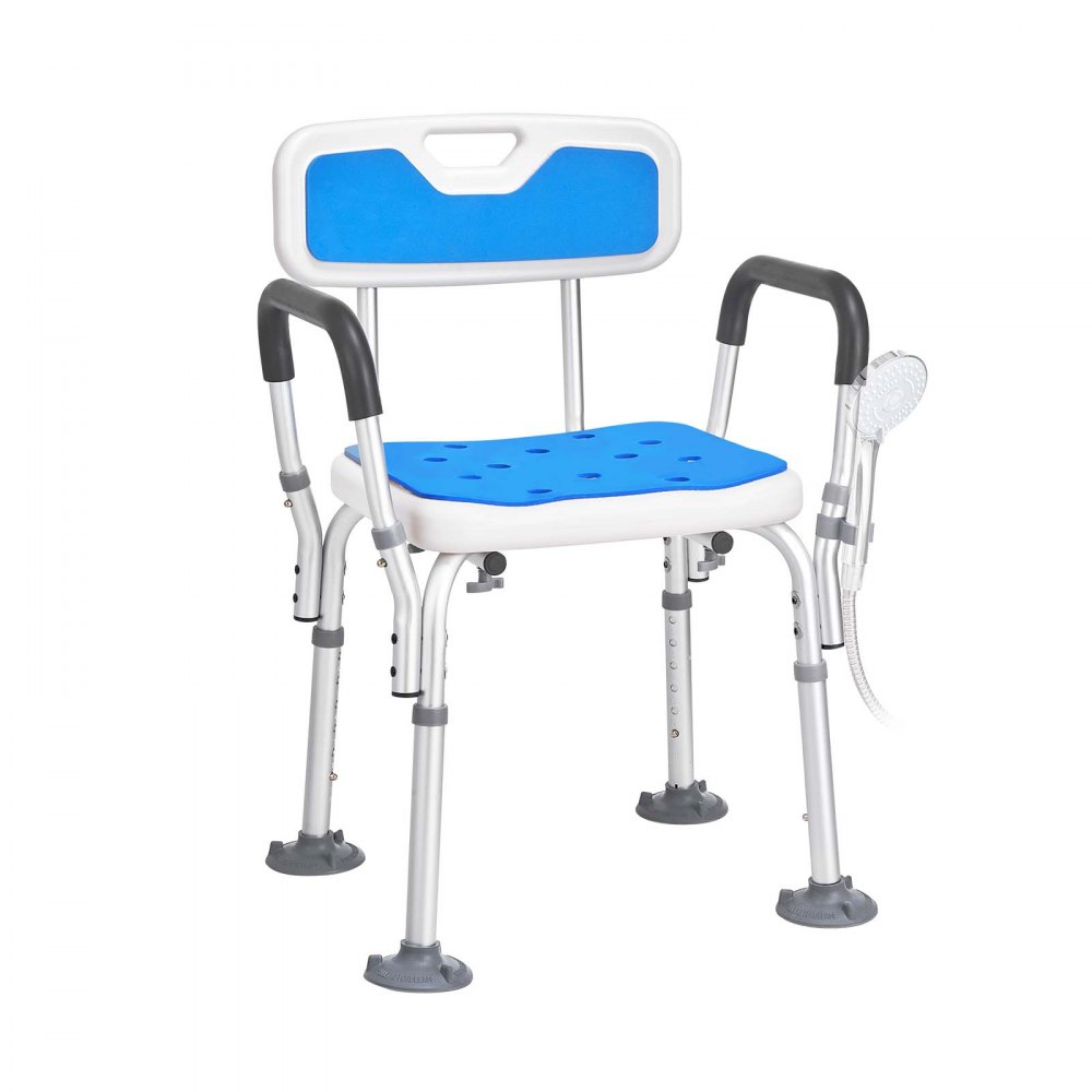 VEVOR Sedile per Doccia Antiscivolo Altezza Regolabile 40-53cm, Sgabello per Doccia Carico max. 181,4kg, Sedia per Doccia in Alluminio PE, Sgabello Schienale Bagno Doccia Antiscivolo Portata 181,4kg