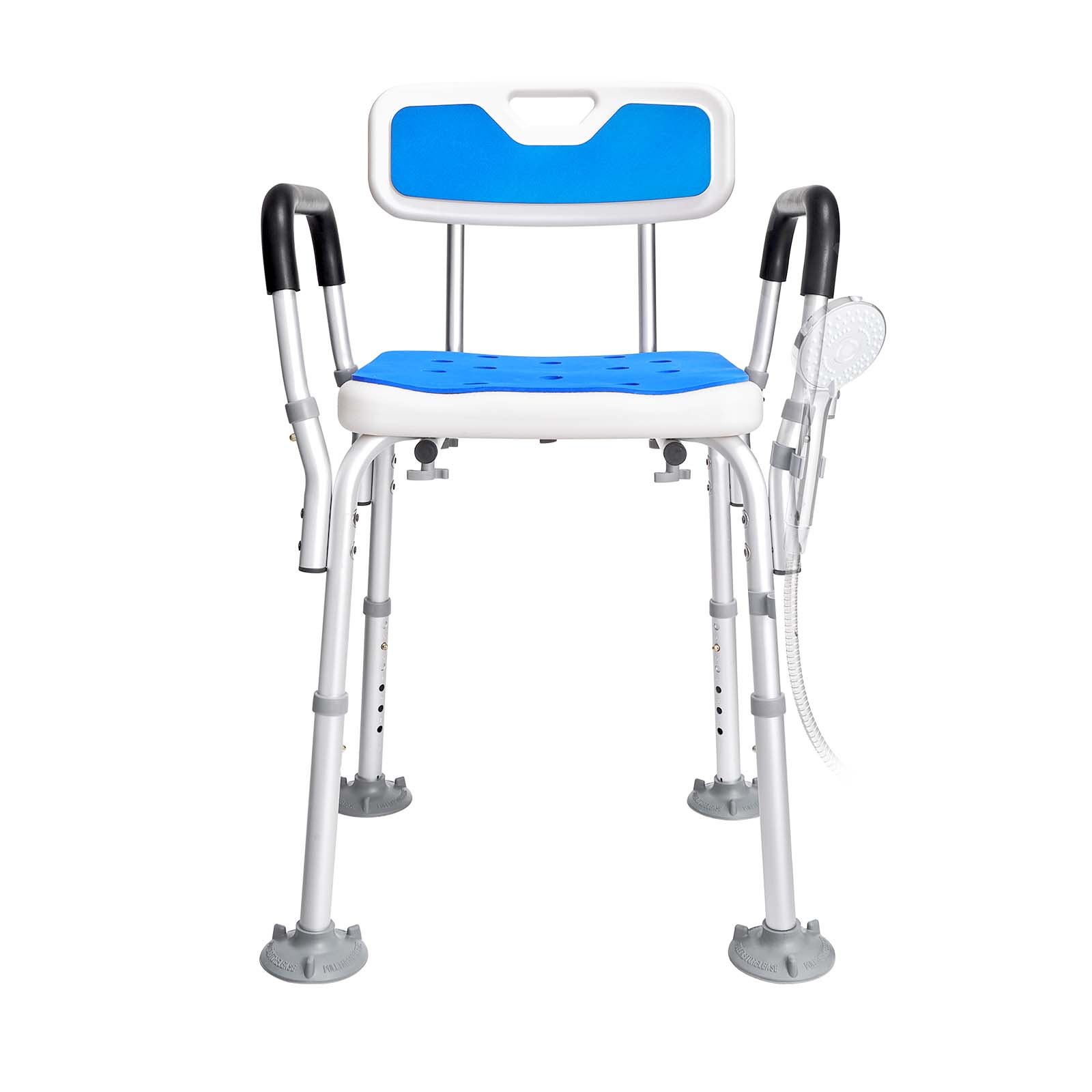 VEVOR Sedile per Doccia Antiscivolo Altezza Regolabile 40-53cm, Sgabello per Doccia Carico max. 181,4kg, Sedia per Doccia in Alluminio PE, Sgabello Schienale Bagno Doccia Antiscivolo Portata 181,4kg