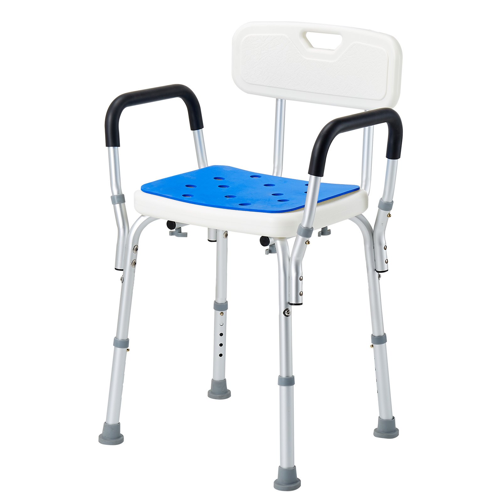 VEVOR Sedia da Doccia, Capacità di 181,4 kg, Sedile da Doccia con Schienale, Regolabile in Altezza, Sedia da Doccia per Vasca da Bagno Interna, Sedia da Bagno Antiscivolo per Anziani Disabili