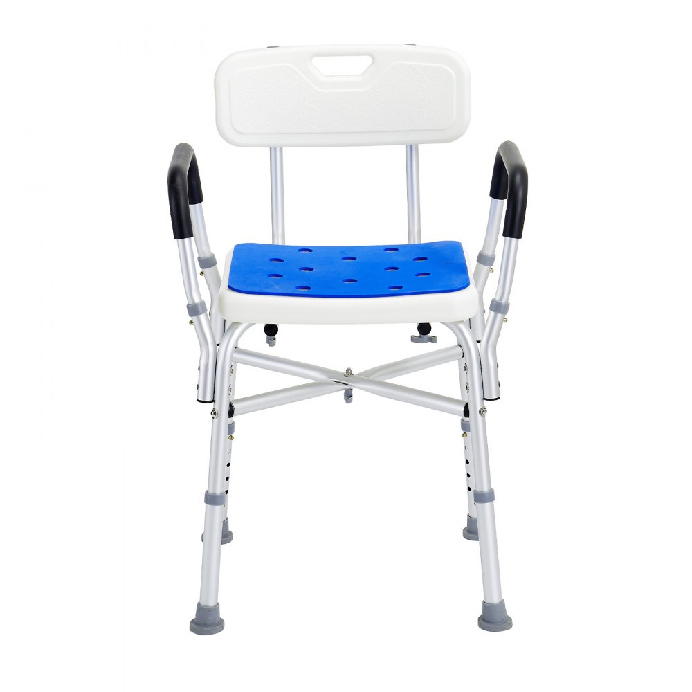 VEVOR Sedia da Doccia, Capacità di 181,4 kg Sgabello da Doccia con Barra di Attraversamento, Braccioli e Schienale Imbottiti, Sedia per Vasca Sedia da Bagno con Panca Regolabile per Anziani Disabili