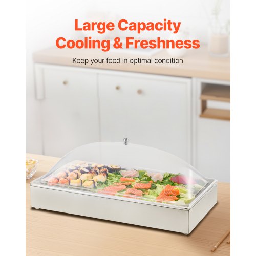 Contenitore Da Buffet Con Coperchio Scorrevole – Vassoio In Acciaio Inox, Refrigerato Con Ghiaccio, 6 Padelle, Per Sushi E Antipasti
