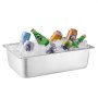 VEVOR Contenitore Espositivo per Servire Cibo da Banco, Vassoio per Servire Cibo in Acciaio Inox 5 Teglie, Espositore per Dispensatori di Condimenti a Buffet con 3 Contenitori per Congelatore