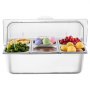 VEVOR Contenitore Espositivo per Servire Cibo da Banco, Vassoio per Servire Cibo in Acciaio Inox 6 Teglie, Espositore per Condimenti a Buffet con Coperchio Trasparente e 3 Contenitori per Congelatore