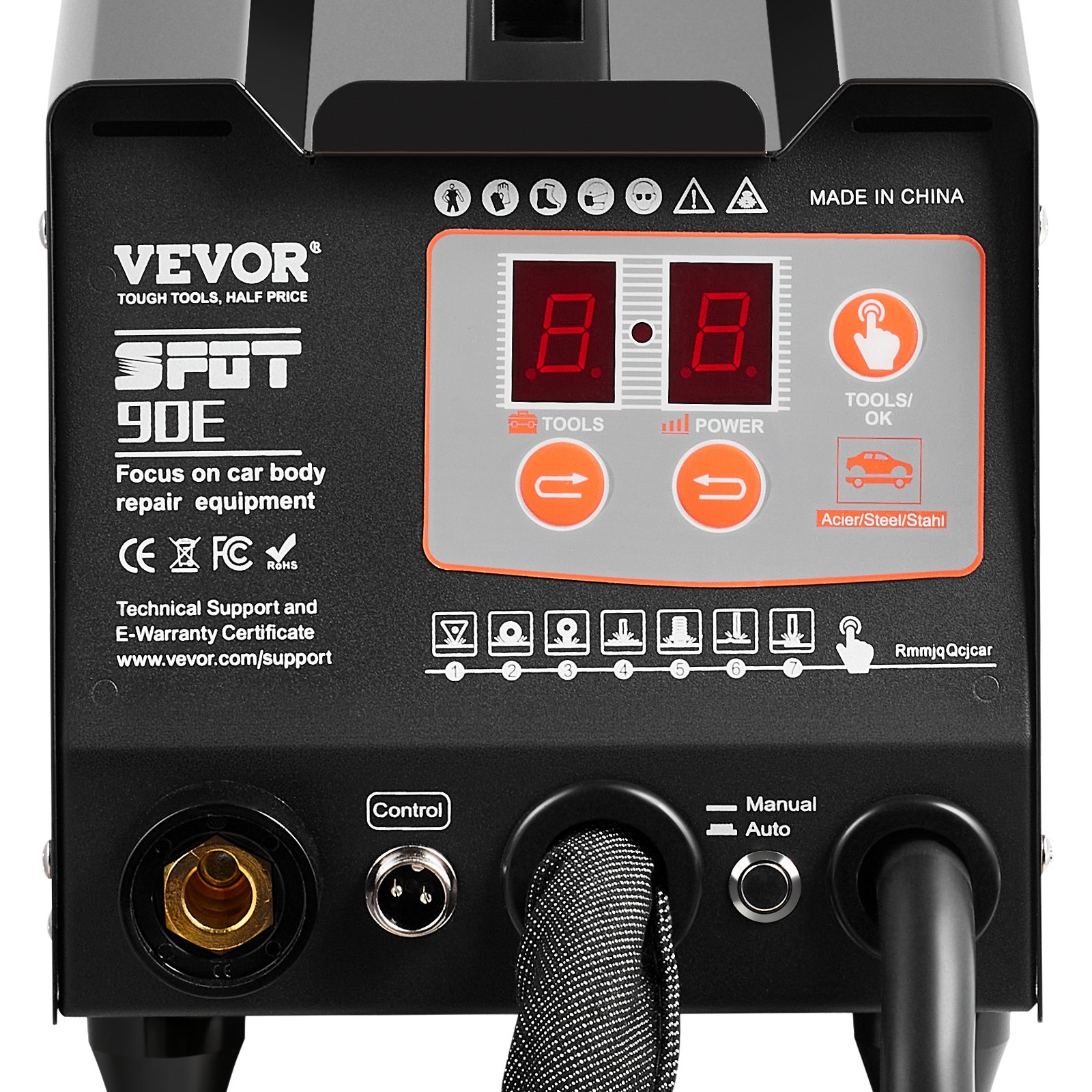 VEVOR Saldatore a Punti, Kit di Riparazione Ammaccature con Saldatore per Prigionieri 3KW, con Saldatura a Punti Automatica Manuale e 7 Modalità, Estrattore per Ammaccature,  per Auto e Camion