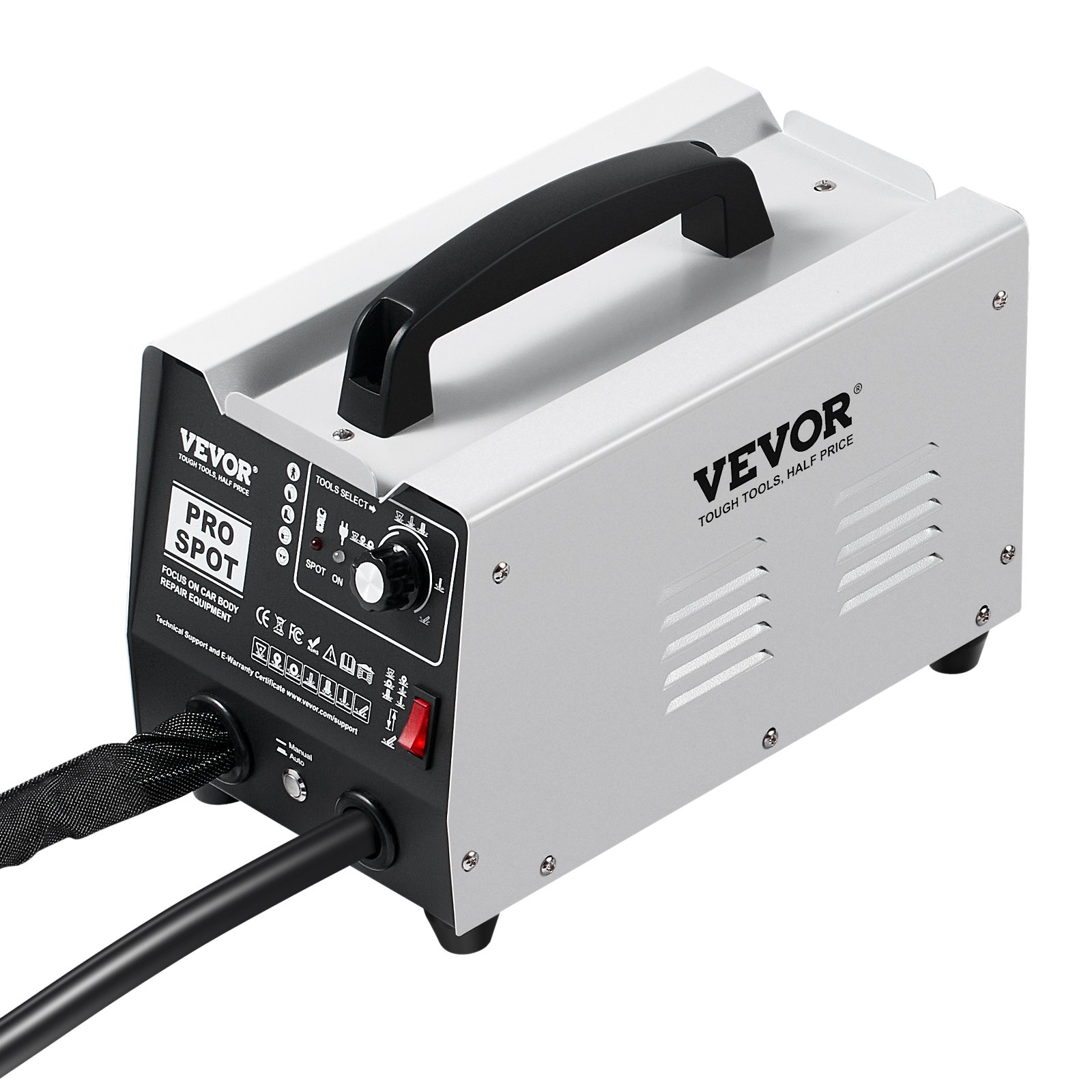 VEVOR Saldatore a Punti, Kit di Riparazione Ammaccature con Saldatore per Prigionieri 1,8 KW, con Saldatura a Punti Automatica Manuale e 7 Modalità, Estrattore per Ammaccature,  per Auto e Camion