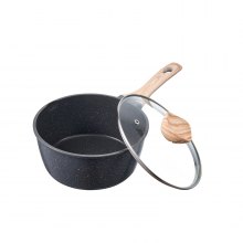 VEVOR Pentola Antiaderente, Grande Capacità 2,37 L con Coperchio in Vetro Temperato, Pentola per Zuppa e Verdure con Manico Rimovibile, per Latte e Verdure in Lega di Alluminio, Nera