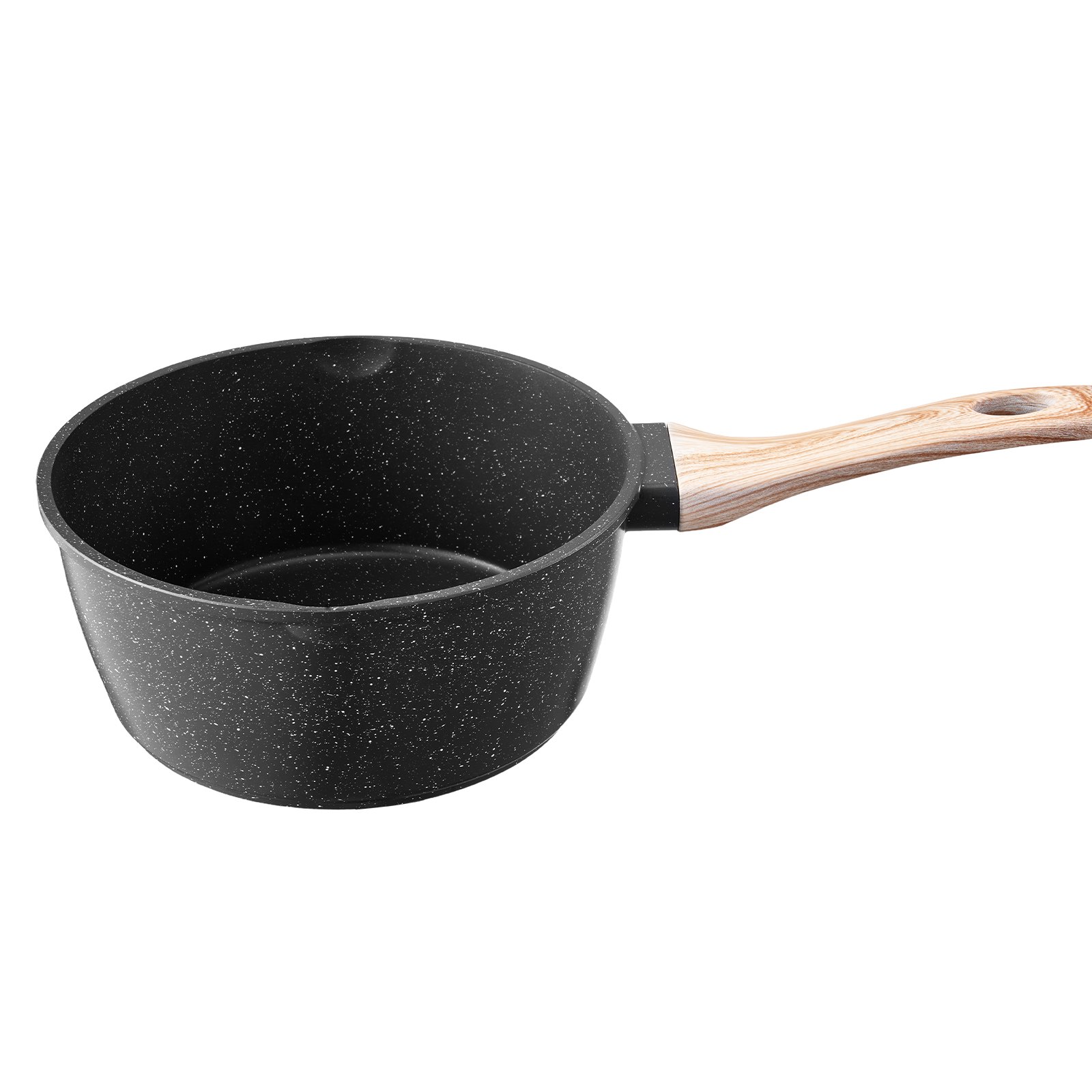 VEVOR Pentola Antiaderente, Grande Capacità 2,37 L con Coperchio in Vetro Temperato, Pentola per Zuppa e Verdure con Manico Rimovibile, per Latte e Verdure in Lega di Alluminio, Nera