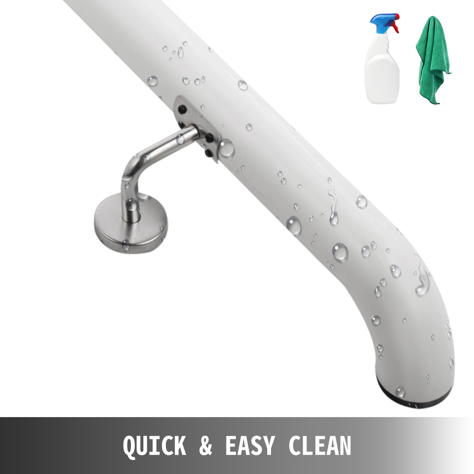 Ringhiera Scale Alluminio 6”1.8m Corrimano Per scale Bianco Capacità 200libbre