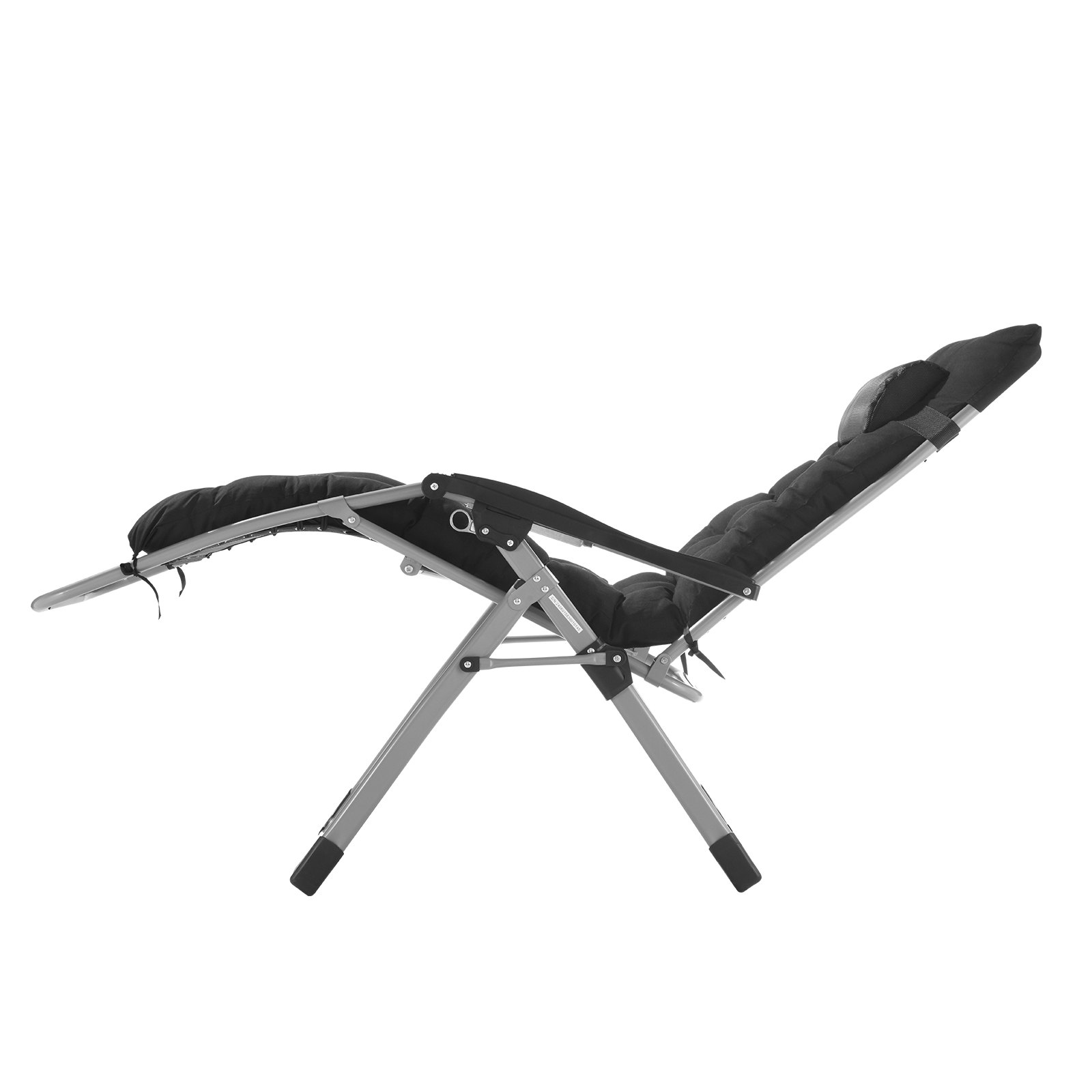 VEVOR Zero Gravity Chair, 26-inch Zero Gravity Recliner for Indoor and Outdoor Use, Adjustable Anti-Gravity Chair with Cushion, Headrest, Footrest and Cup Holder, 500 lbs, Black