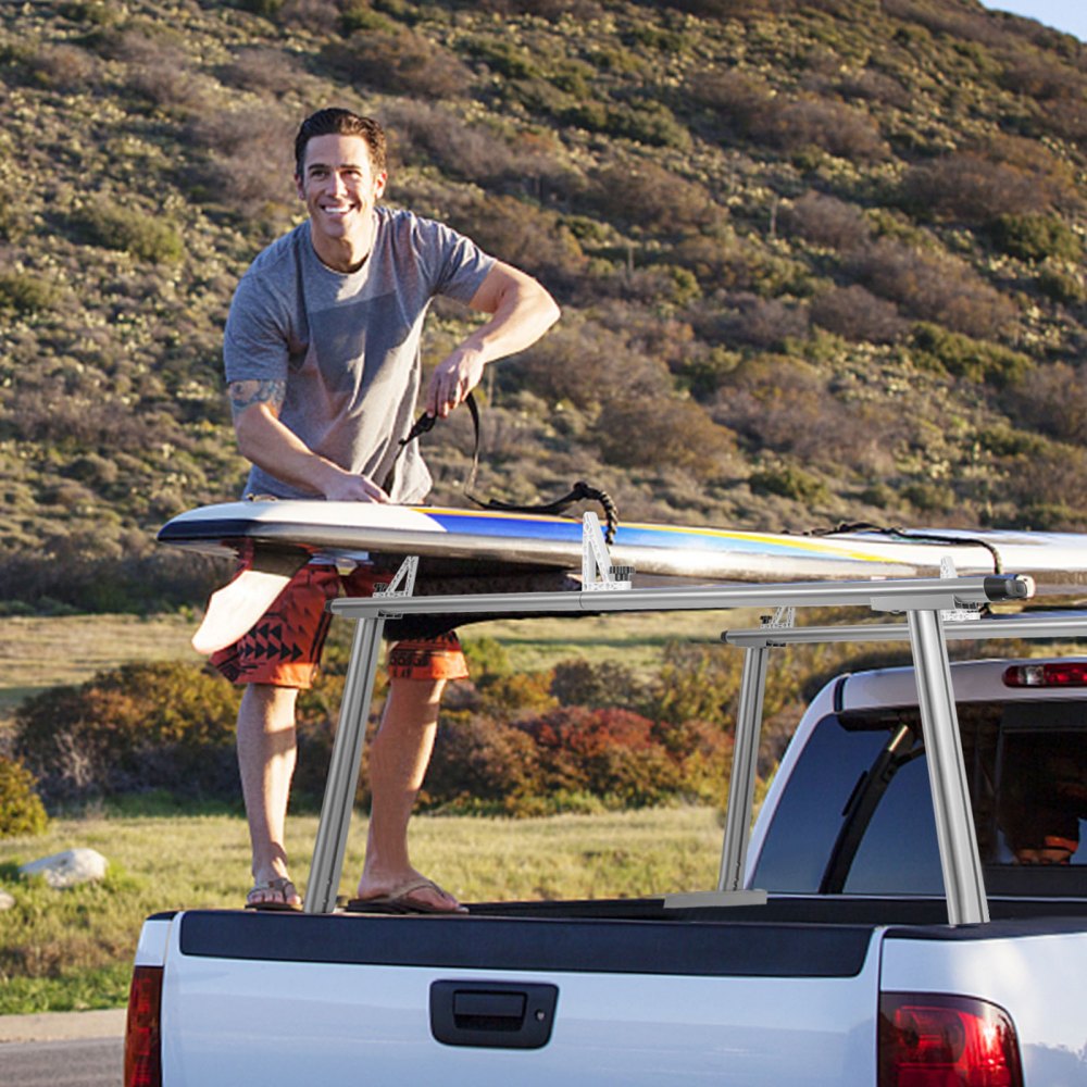 VEVOR Rastrelliera per Camion in Alluminio Regolabile per Kayak Carico 362,9 kg, Rastrelliera per Kayak da Camion 180 x 71 x 20 cm, Scaffalatura per Camion a Quattro Montanti Larghezza 900 - 1870 mm