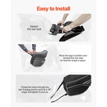 VEVOR Borsa da Sella Laterale per Moto, 30 L con Copertura Impermeabile e Cinghie, Compatibile con Maggior Parte delle Motociclette, Borsa Portabagagli per Moto Sportive all'Aperto, Nero