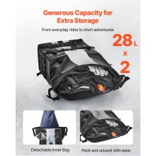 VEVOR Borsa da Sella Laterale per Moto, 30 L Compatibile con la Maggior Parte delle Motociclette, in Tessuto Impermeabile per Sport all'Aria Aperta, con Borsa Interna Staccabile, Nero