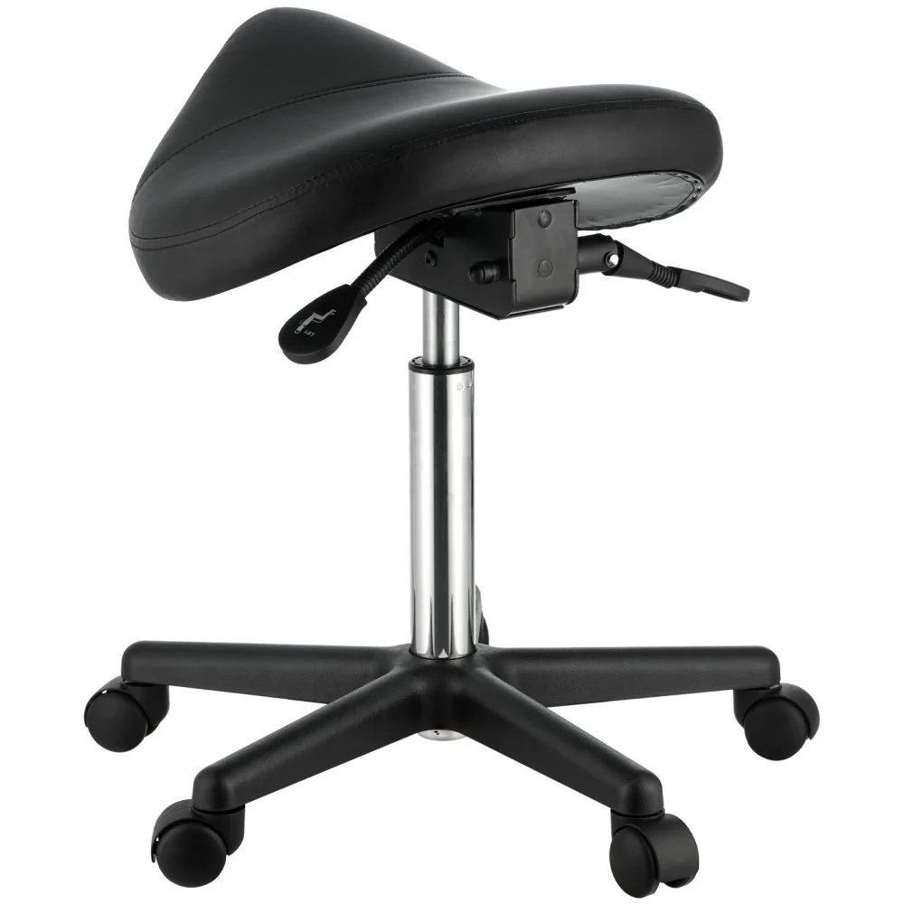 VEVOR Sgabello a Sella Altezza Regolabile 510-710mm Senza Schiena Capacità Carico Max. 181kg per Ufficio Salone Studio Parruccheria, Sedia a Rotella da Lavoro Girevole 540 x 540 x 510 mm per Ufficio