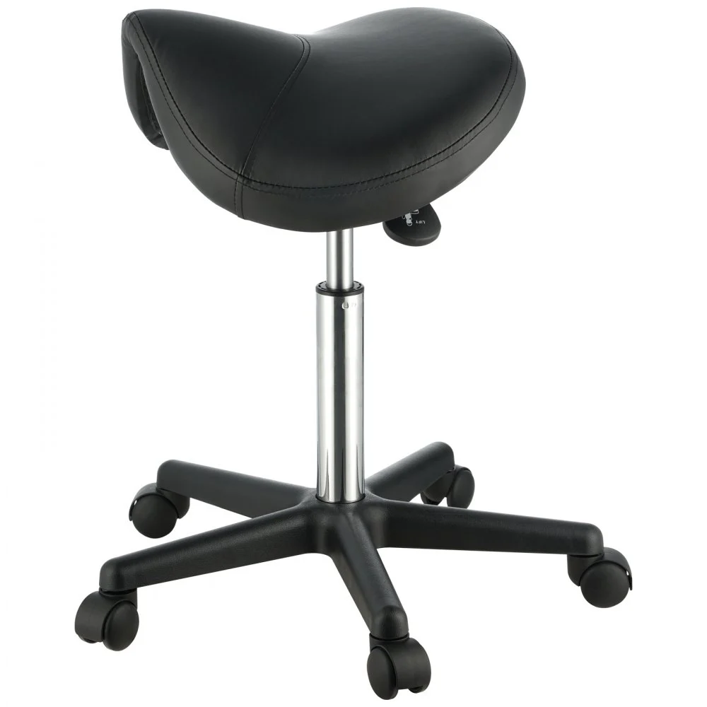 VEVOR Sgabello a Sella Altezza Regolabile 510-710mm Senza Schiena Capacità Carico Max. 181kg per Ufficio Salone Studio Parruccheria, Sedia a Rotella da Lavoro Girevole 540 x 540 x 510 mm per Ufficio