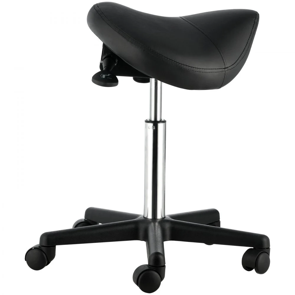 VEVOR Sgabello a Sella Altezza Regolabile 510-710mm Senza Schiena Capacità Carico Max. 181kg per Ufficio Salone Studio Parruccheria, Sedia a Rotella da Lavoro Girevole 540 x 540 x 510 mm per Ufficio