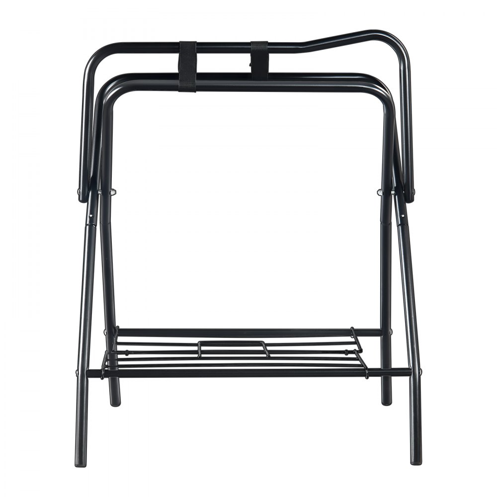 VEVOR Supporto per Sella Pieghevole, Supporto per Sella per Cavallo Indipendente in Acciaio, Supporto per Coperta per Selle Inglesi e Western, Portaoggetti per Finimenti, Nero 711 x 482 x 952 mm