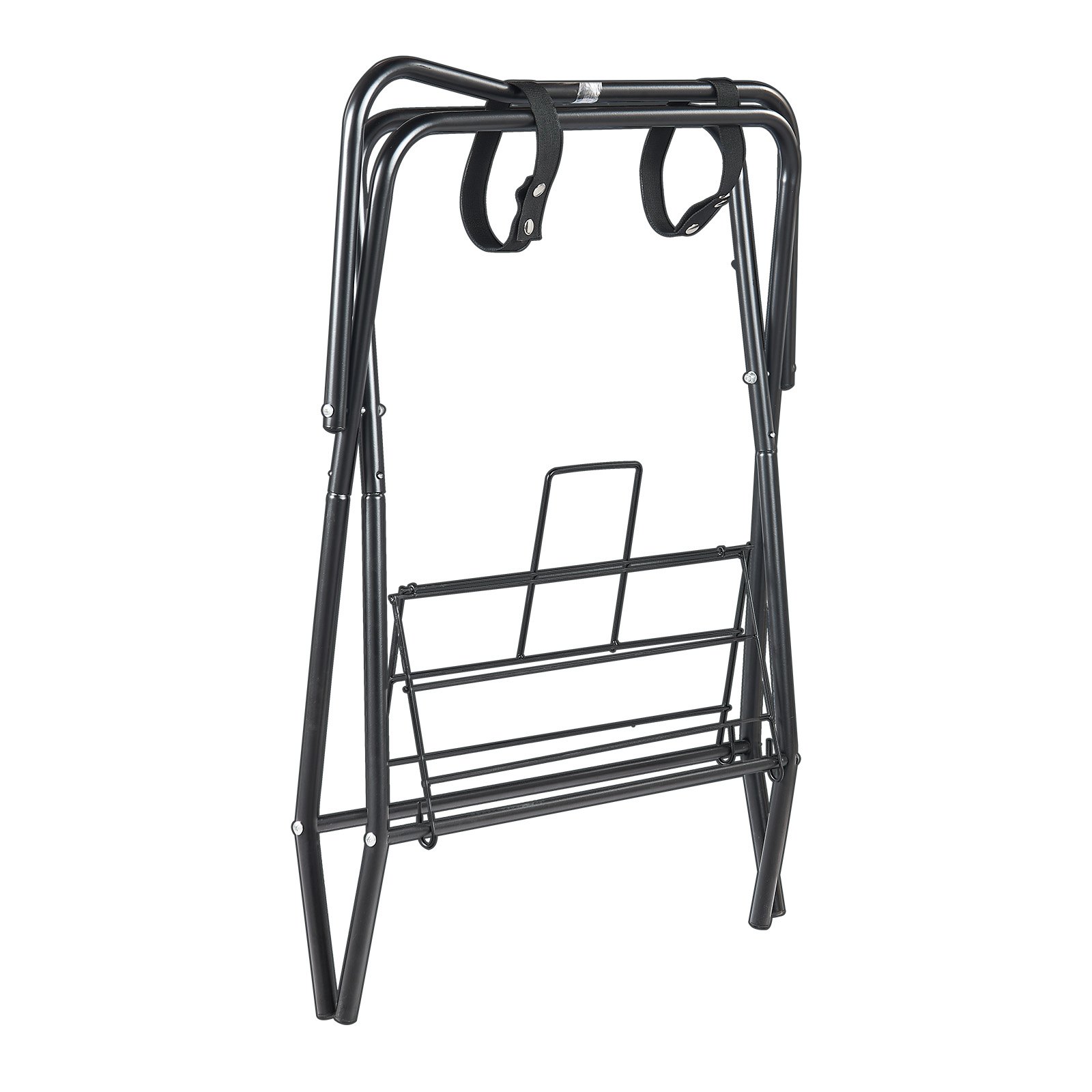 VEVOR Foldable Saddle Rack, Horse Saddle Stand up to 60 kg, Portable Horse Blanket Holder, Robust Steel Saddle Stand for English and Western Saddles, Bridle Storage, Black
