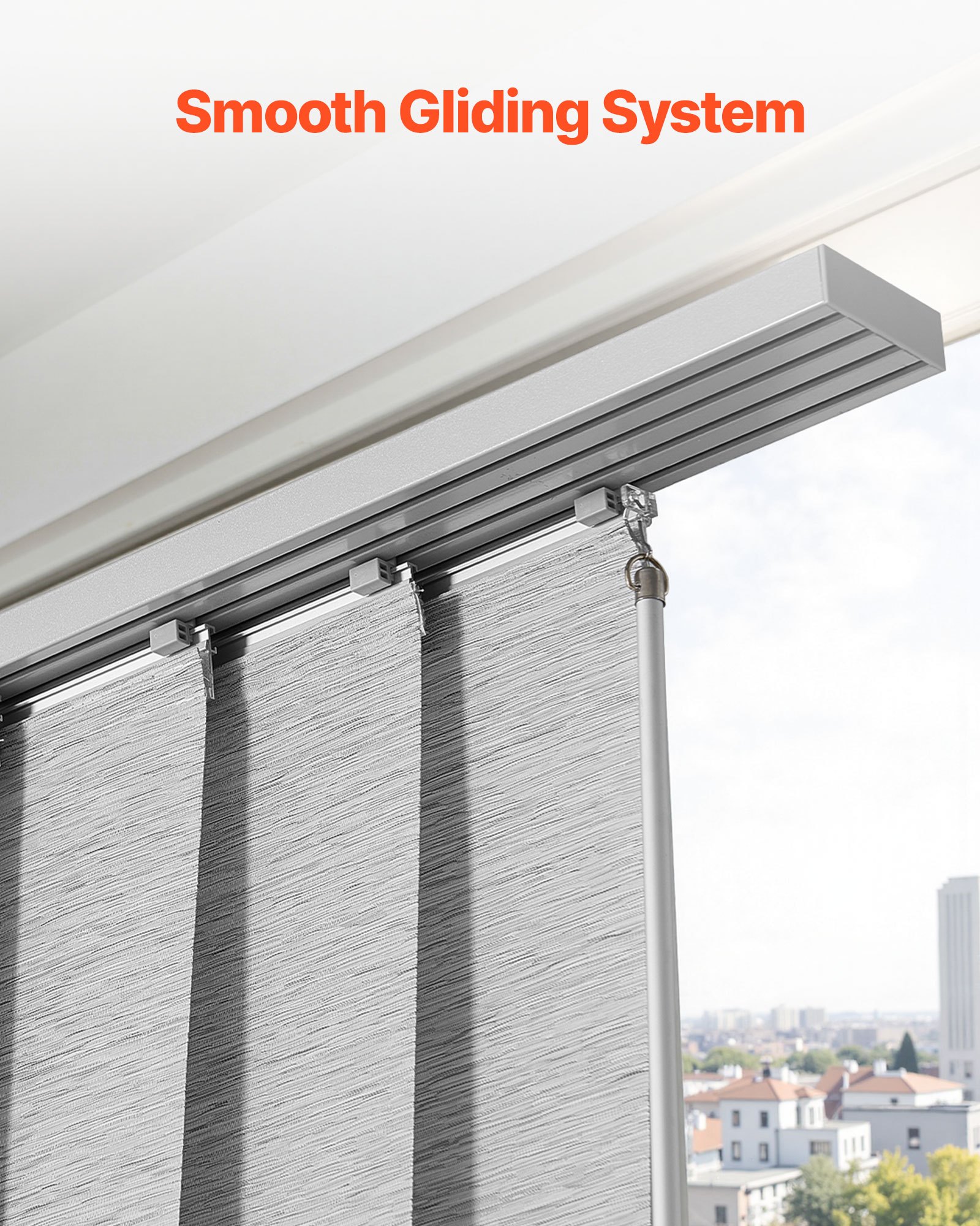 VEVOR Tende a Pannello Binario Estensibile Larghezza tra 116 cm e 218 cm Tende a Pannello per Privacy da Casa Balcone Salone, Tende a Pannello Oscuranti Verticali per Porte Scorrevoli, Grigio