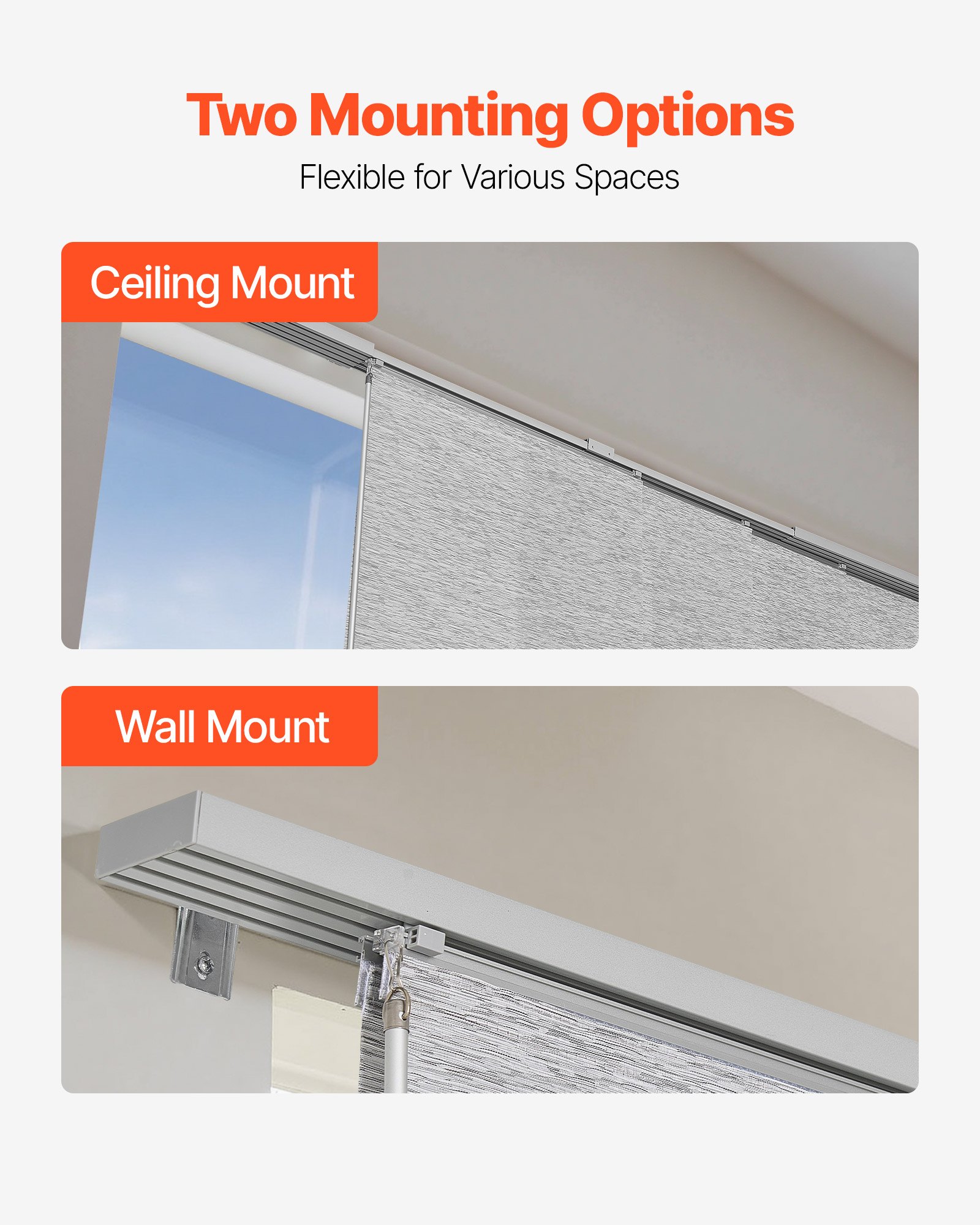 VEVOR Tende a Pannello Binario Estensibile Larghezza tra 116 cm e 218 cm Tende a Pannello per Privacy da Casa Balcone Salone, Tende a Pannello Oscuranti Verticali per Porte Scorrevoli, Grigio