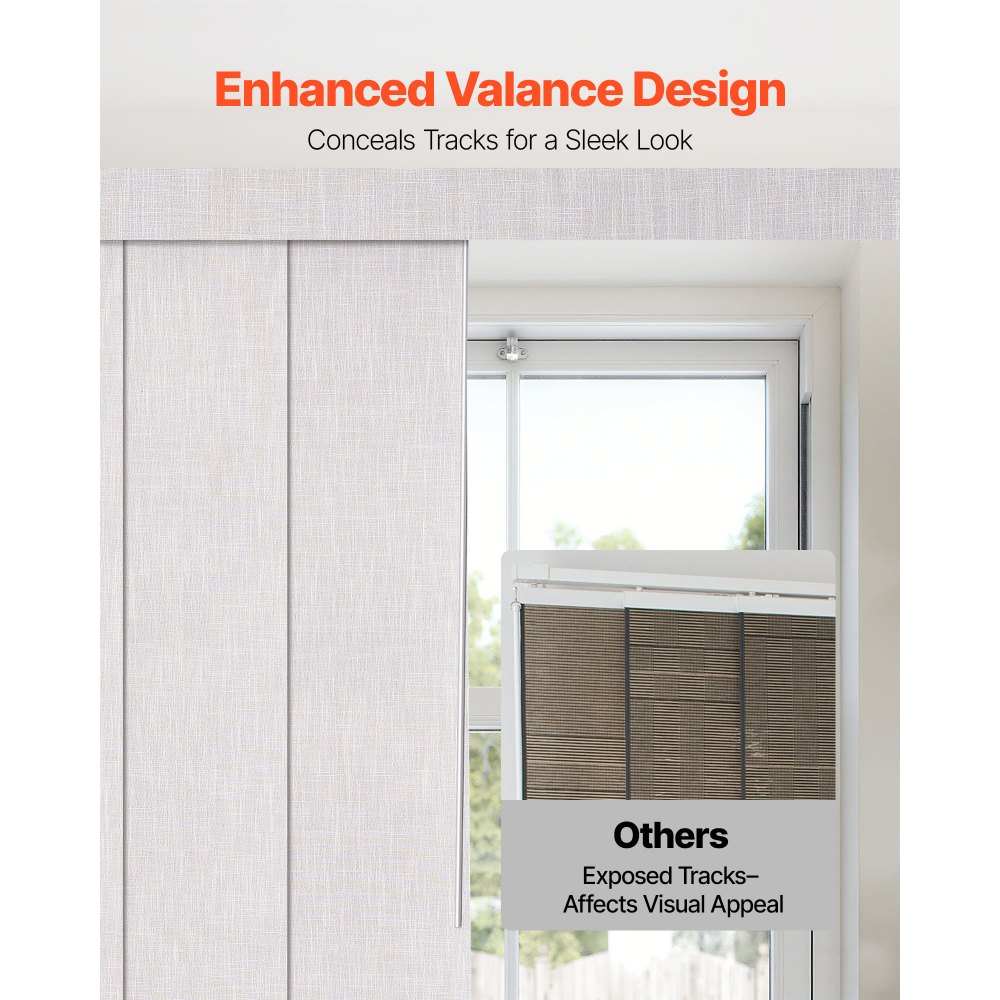 VEVOR Panel Track Blinds, Extendable Track from 116 cm to 218 cm W, Trimmable Panel Curtains Up to 243cm H, Vertical Blackout Panel Blinds for Sliding Doors, Patio Doors, Room Divider, Light Gray