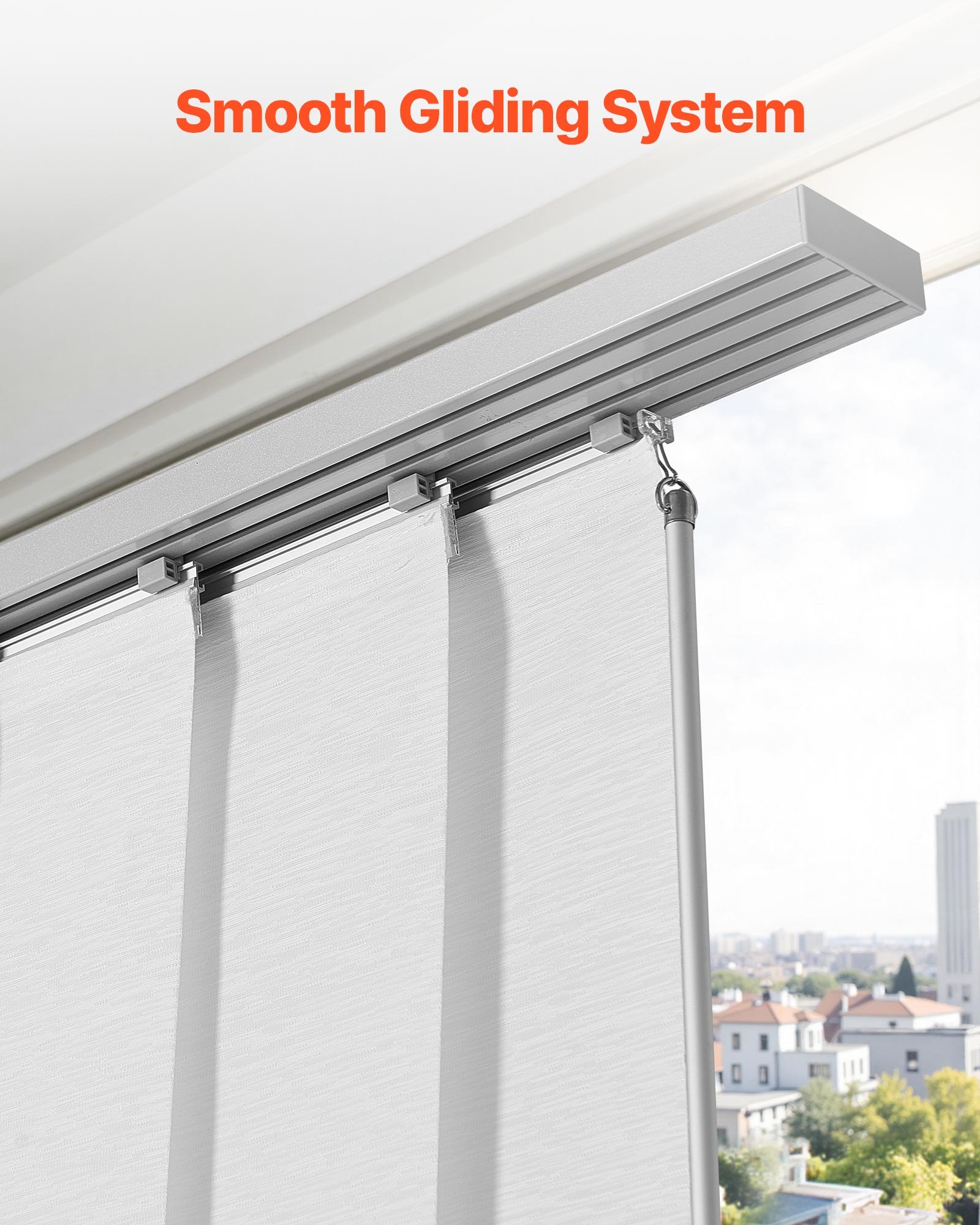 VEVOR Tende a Pannello Binario Estensibile Larghezza tra 116 cm e 218 cm Tende a Pannello per Privacy da Casa Balcone Salone, Tende a Pannello Oscuranti Verticali per Porte Scorrevoli, Bianco