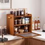 VEVOR Bread Box for Kitchen Counter Wood Storage Compact Container Brown, for Homemade Bread, Under Cabinet, and Pantry, Double Layer Farmhouse Breadbox Bin, with Acrylic Door Panel and Air Vents