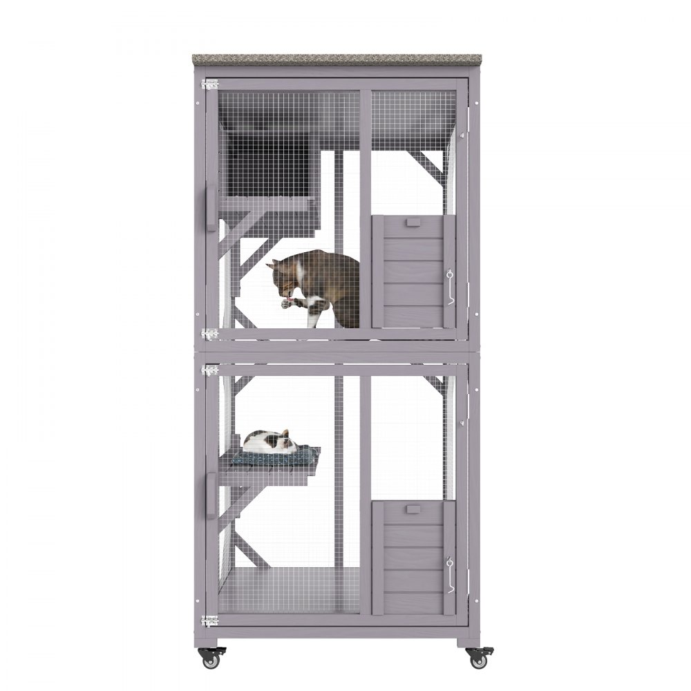 VEVOR Gabbia per Gatti Cuccioli Animali Domestici in Metallo 3 Ripiani da Interno Capienza Ripiano 14kg, Gabbia Grande a 3 Ripiani per Animali 760 x 865 x 1630mm, Gabbia 3 Livelli per Gatti da Interno