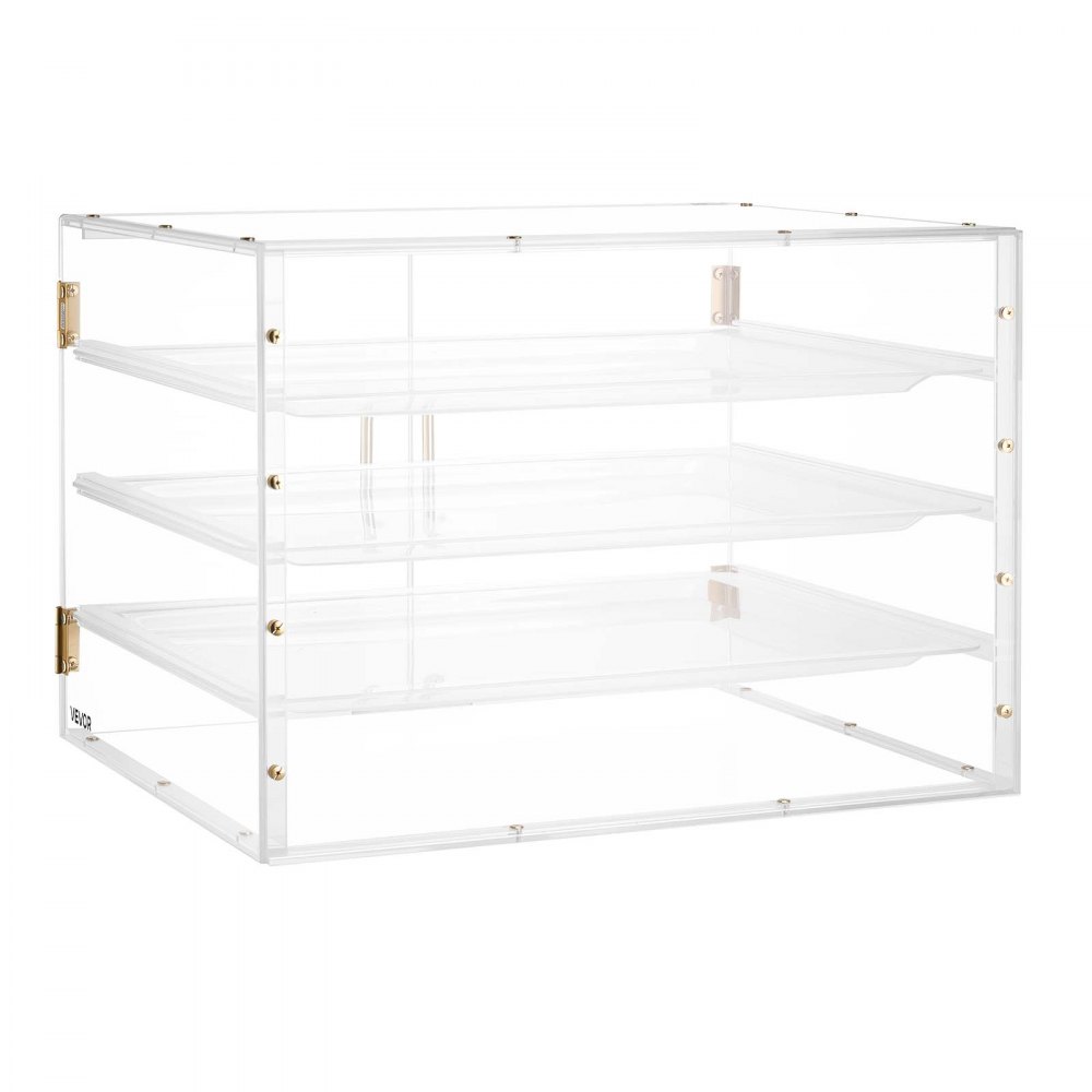 VEVOR Vetrina per Pasticceria da Banco, Espositore Vetrina per Pasticceria Commerciale a 4 Ripiani, Portapane in Acrilico Trasparente per Cucina Torte con Porta Posteriore Magnetica per Biscotti