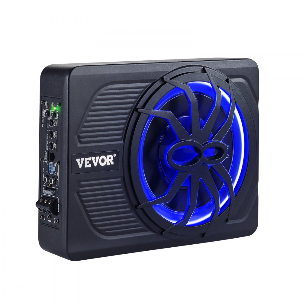 VEVOR Under-Seat Car Subwoofer 440W 254mm Slim Car Subwoofer Under-Seat Subsystem with Built-in Amplifier, High/Low Level Input and Volume Control for SUVs and Trucks