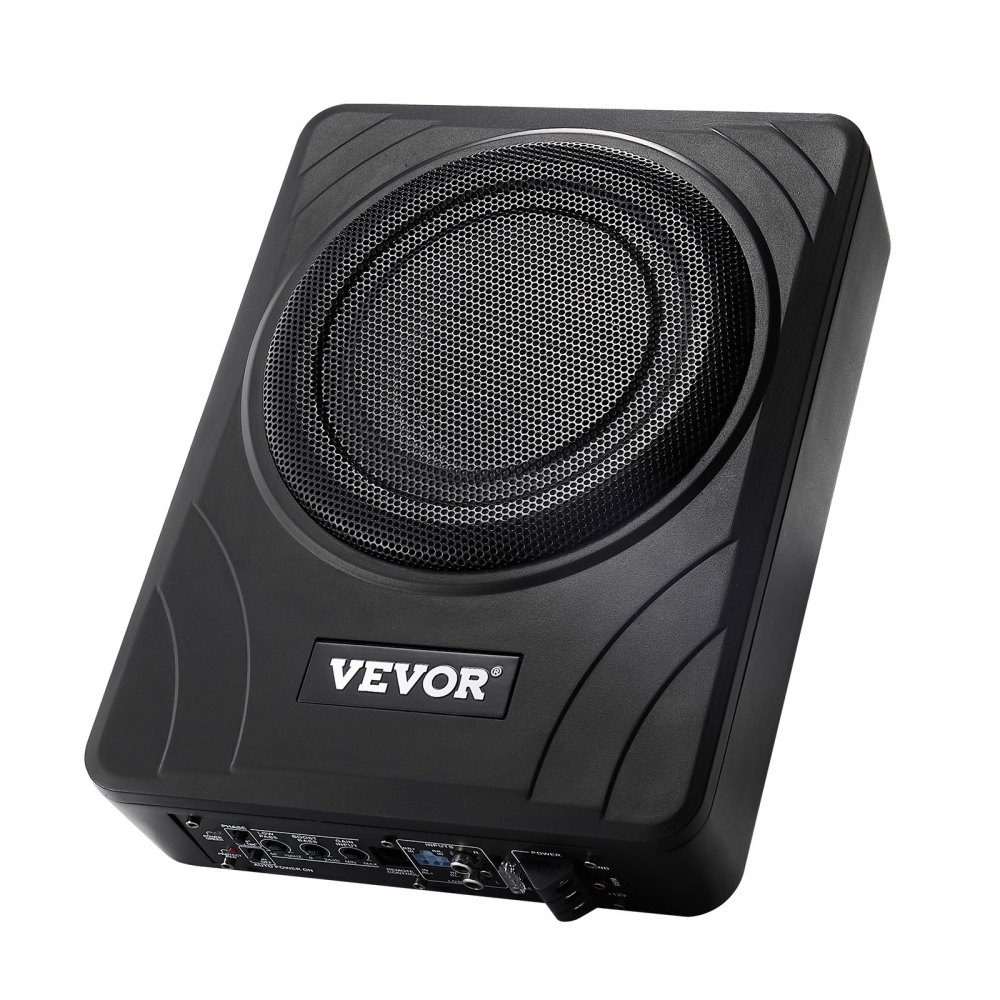 VEVOR Subwoofer per Auto Sotto Sedile, Subwoofer Auto Sottile Sistema Audio a Basso Profilo, Audio con Amplificatore integrato, Ingresso Livello Alto Basso Regolatore del Volume 203 mm e 300W