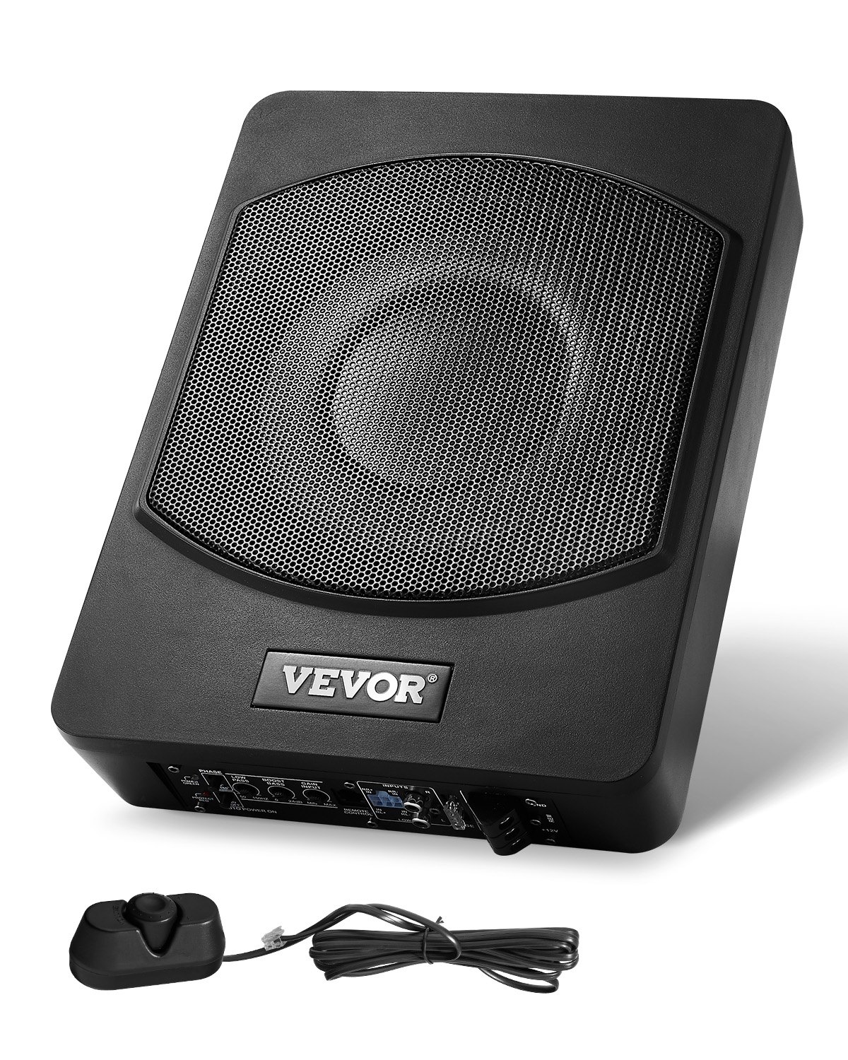 VEVOR Subwoofer per Auto Sotto Sedile, Subwoofer Auto Sottile Sistema a Basso Profilo, Audio a Basso Profilo Amplificatore Integrato, Ingresso Livello Alto Basso Regolatore del Volume, 254 mm e 240 W