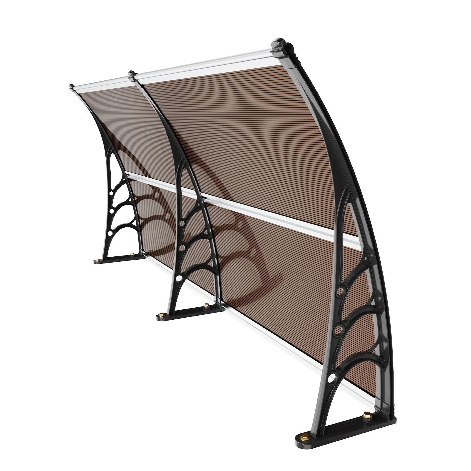 VEVOR Tettoia per Porta d'Ingresso 96.5x198.7 cm, Pensilina per Porta Esterna in Policarbonato Colore Marrone, Tettoia per Finestre UPF50+ Copertura Tettoia per Porte Finestre Antipioggia Impermeabile