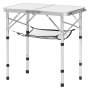 VEVOR Tavolo da Campeggio Pieghevole 600 x 400 mm Tavolo da Spiaggia in Alluminio MDF con Strato in Rete, Maniglia per Trasporto, Leggero e Compatto per Picnic all'Aperto, Barbecue, Argento