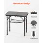 VEVOR Tavolo da Campeggio Pieghevole 600 x 400 mm Tavolo da Spiaggia in Alluminio MDF con Strato in Rete, Maniglia per Trasporto, Leggero e Compatto per Picnic all'Aperto, Barbecue, Nero