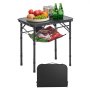 VEVOR Tavolo da Campeggio Pieghevole 600 x 400 mm Tavolo da Spiaggia in Alluminio MDF con Strato in Rete, Maniglia per Trasporto, Leggero e Compatto per Picnic all'Aperto, Barbecue, Nero