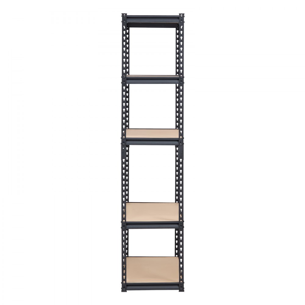 VEVOR Scaffale Portaoggetti,Scaffale Portaoggetti a 5 Livelli, Ripiani in Metallo Regolabili, Scafandro per Cucina, Magazzino, Seminterrato, Scaffalatura Nero 907 kg, 406 x 914 x 1813 mm